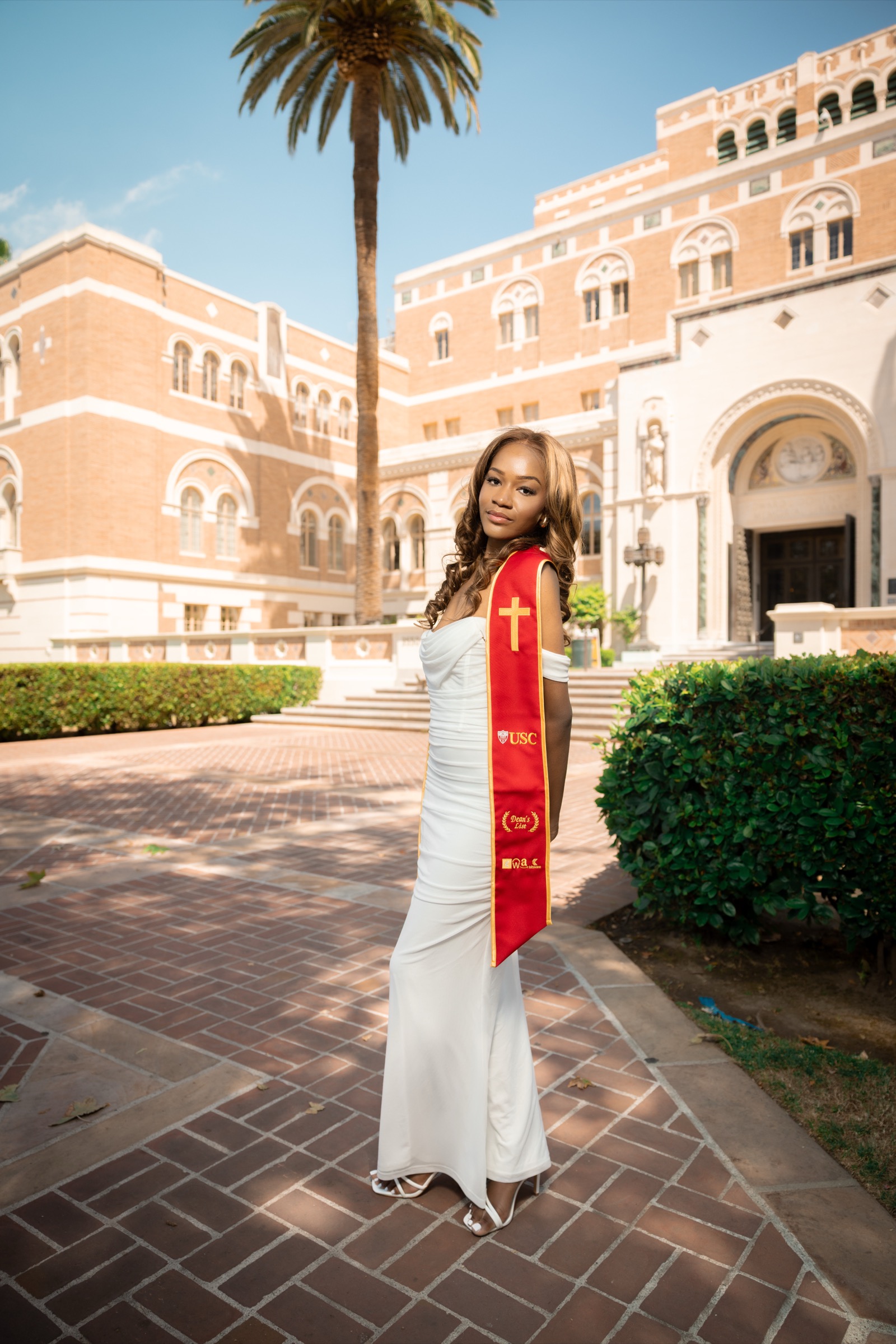 Doheny Library graduation photo